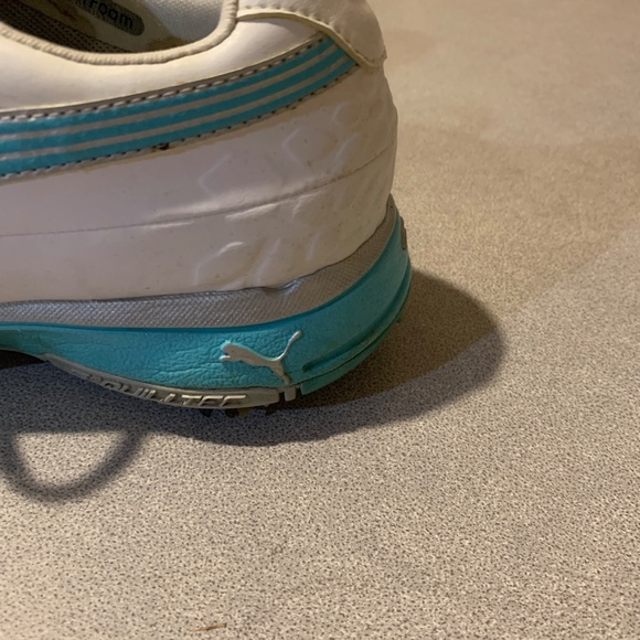 Puma White/Blue Leather Golf Shoes sz 8.5 - Picture 6 of 9